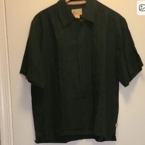 Men’s Libertad XL Black Short Sleeve Button Up Linen Blend Shirt